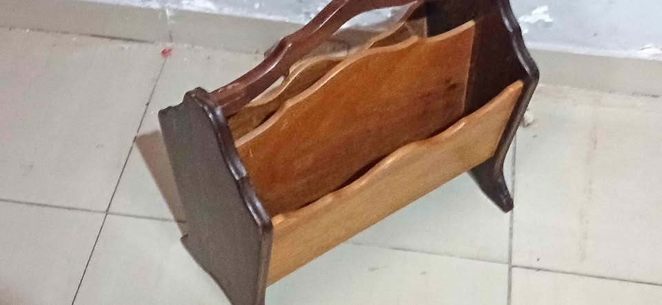 Vintage Solid Wood Magazine Rack
