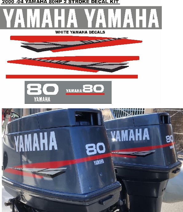 Yamaha 80 two stroke outboard motor cowl stickers decals vinyl cut graphics Yamaha 80 two stroke outboard motor cowl stickers decals vinyl cut graphics