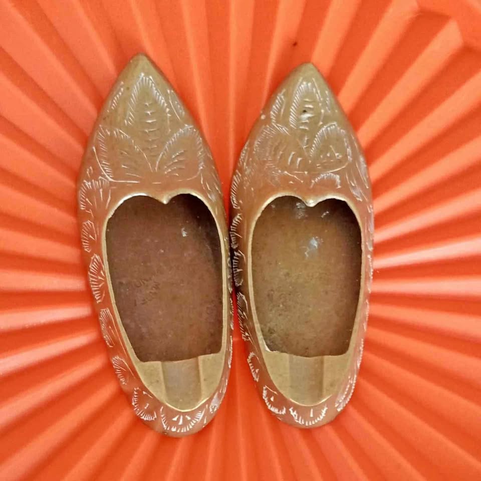 Two Brass Ashtray Shoes Two Brass Ashtray Shoes