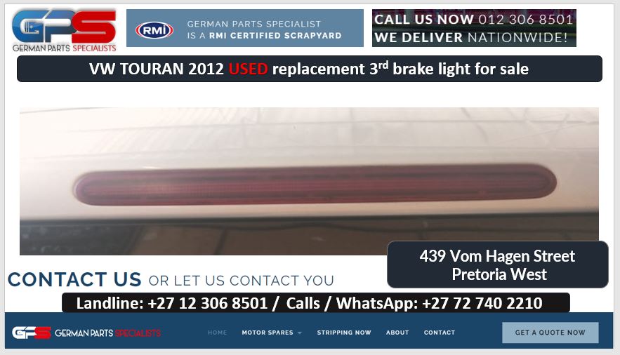 VW Touran 2012 used replacement 3rd brake light for sale - Private Seller VW Touran 2012 used replacement 3rd brake light for sale - Private Seller