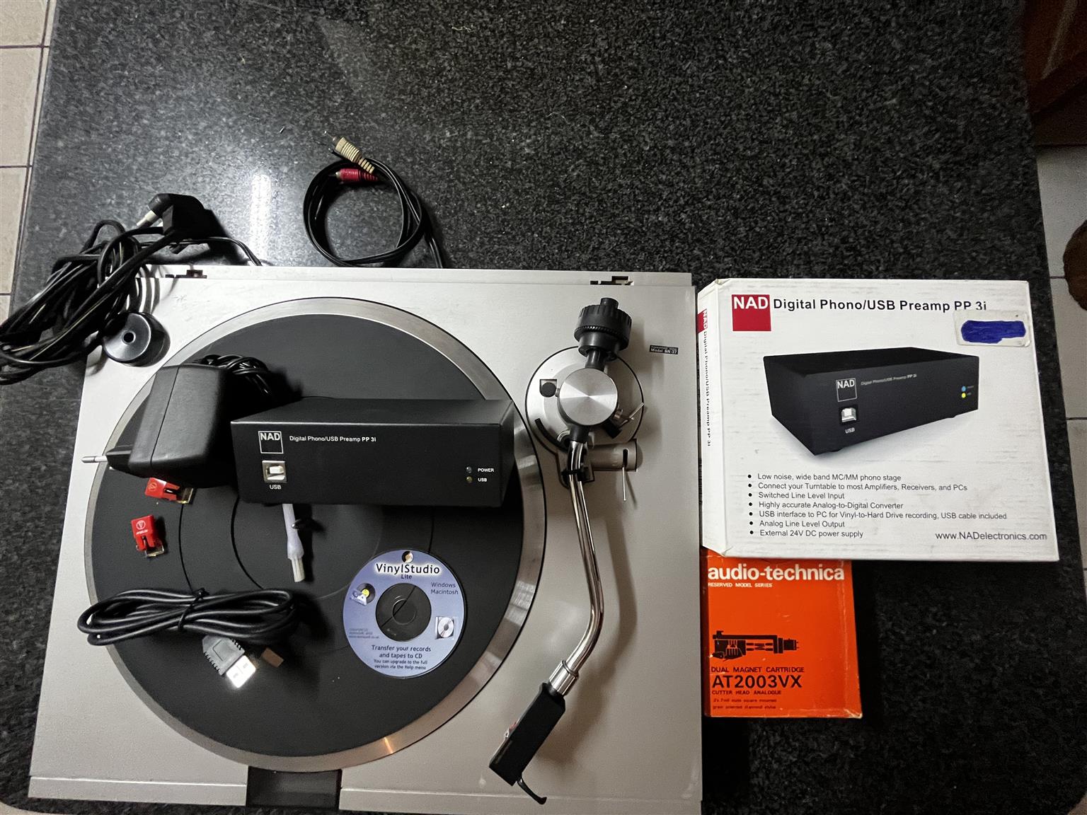 Sansui Record Players Two Units with NAD Pre amp LP to CD Converter.