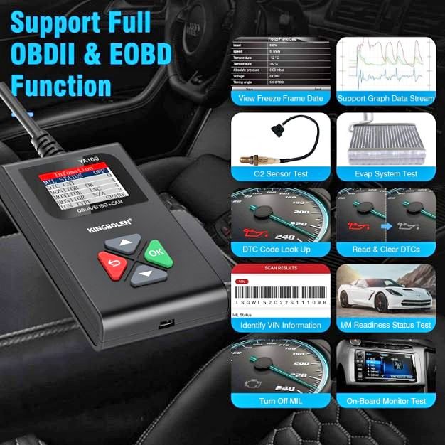 KINGBOLEN YA100 Vehicle Diagnostic Scanner – Lifetime Free Update