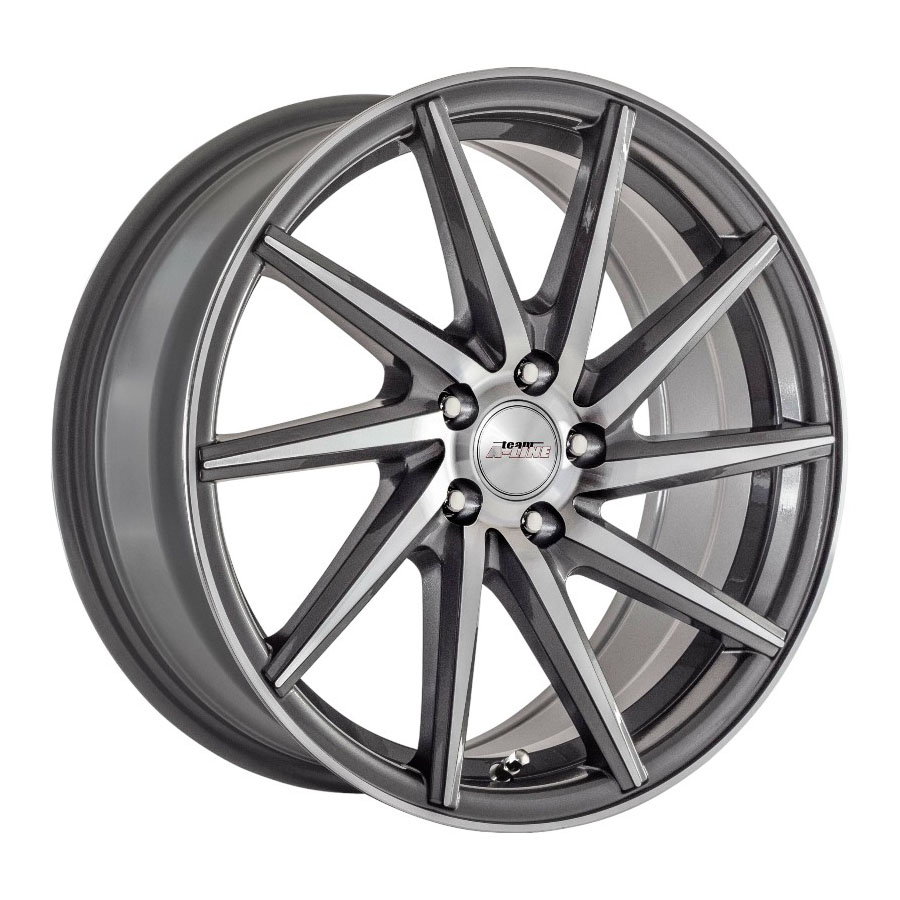 17″ A-Line Phoenix 4/100 Gunmetal Machine Face Alloy Wheels (D-turning left)