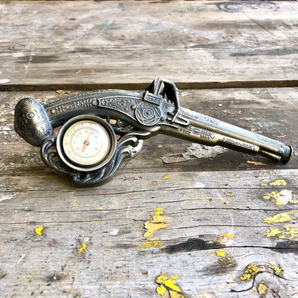 Very unusual Ornate Metal Thermometer Very unusual Ornate Metal Thermometer