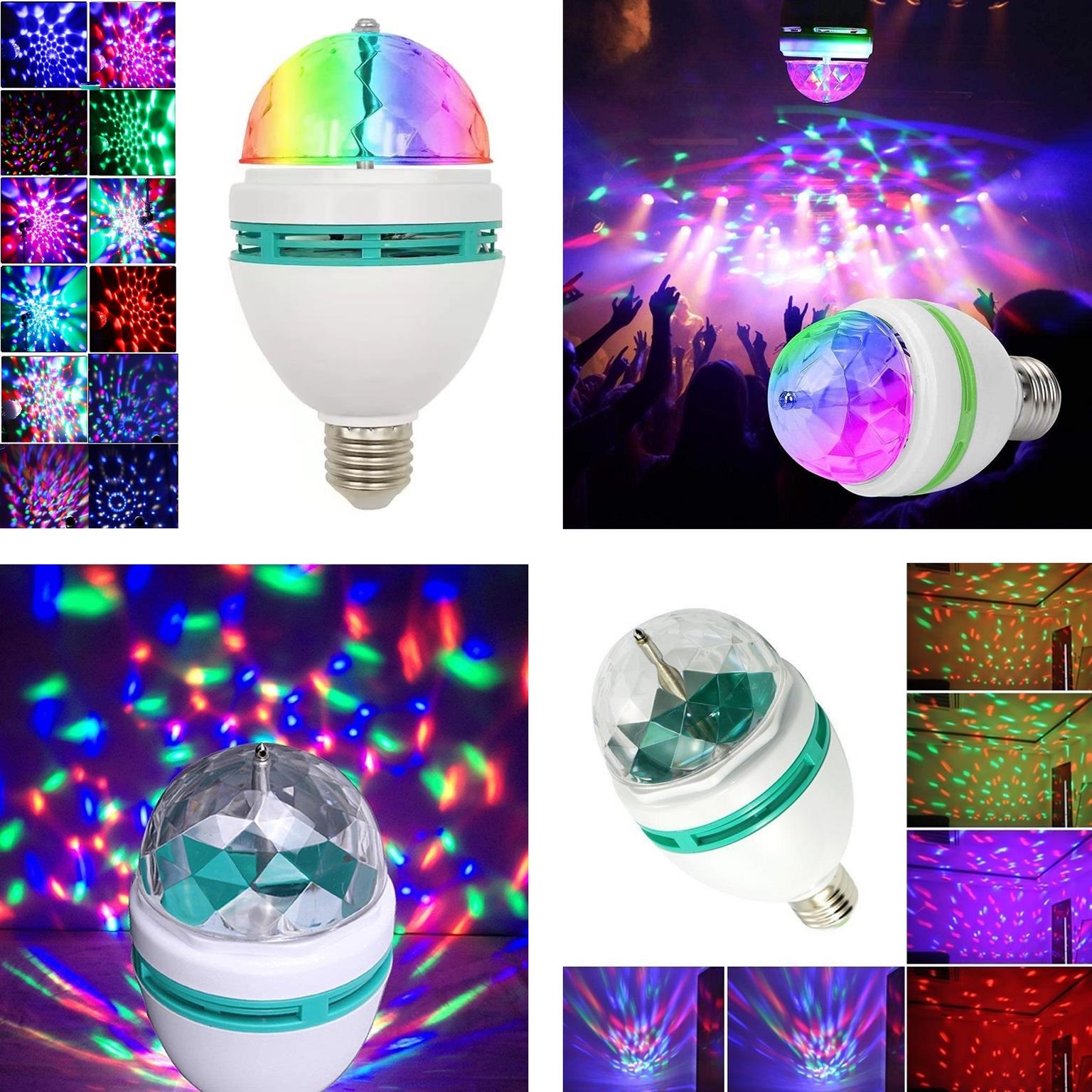 Auto Rotating DJ Party Disco Stage MultiColour RGB LED E27 Socket Crystal Lamp.