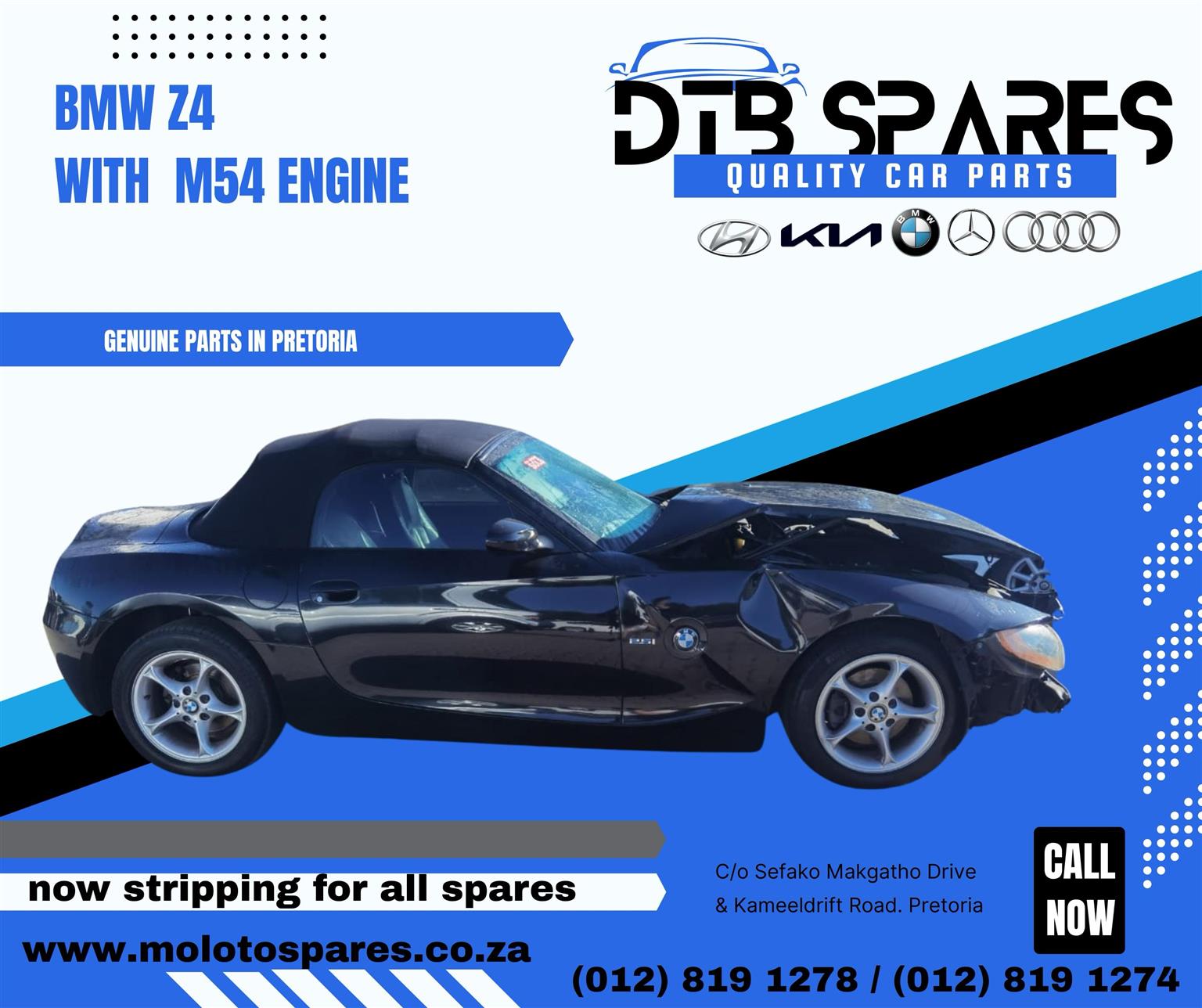 All spares for Audi Bmw Merc Kia and Hyundai