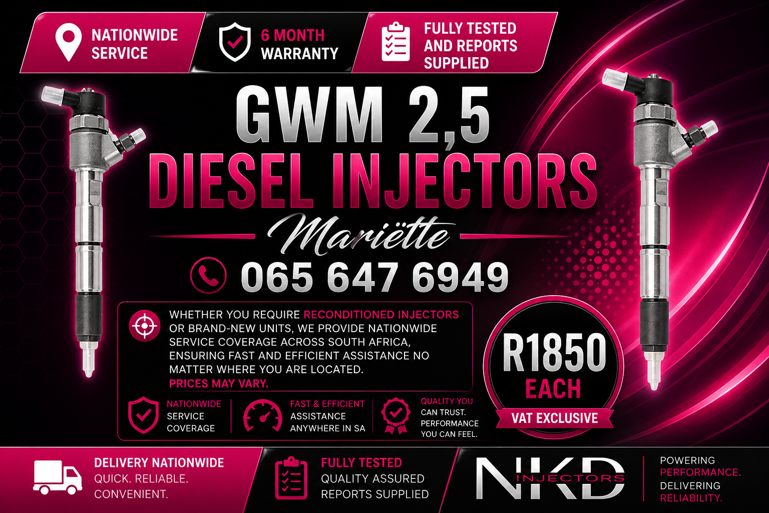 DIESEL INJECTORS GWM 2.5 - Private Seller DIESEL INJECTORS GWM 2.5 - Private Seller