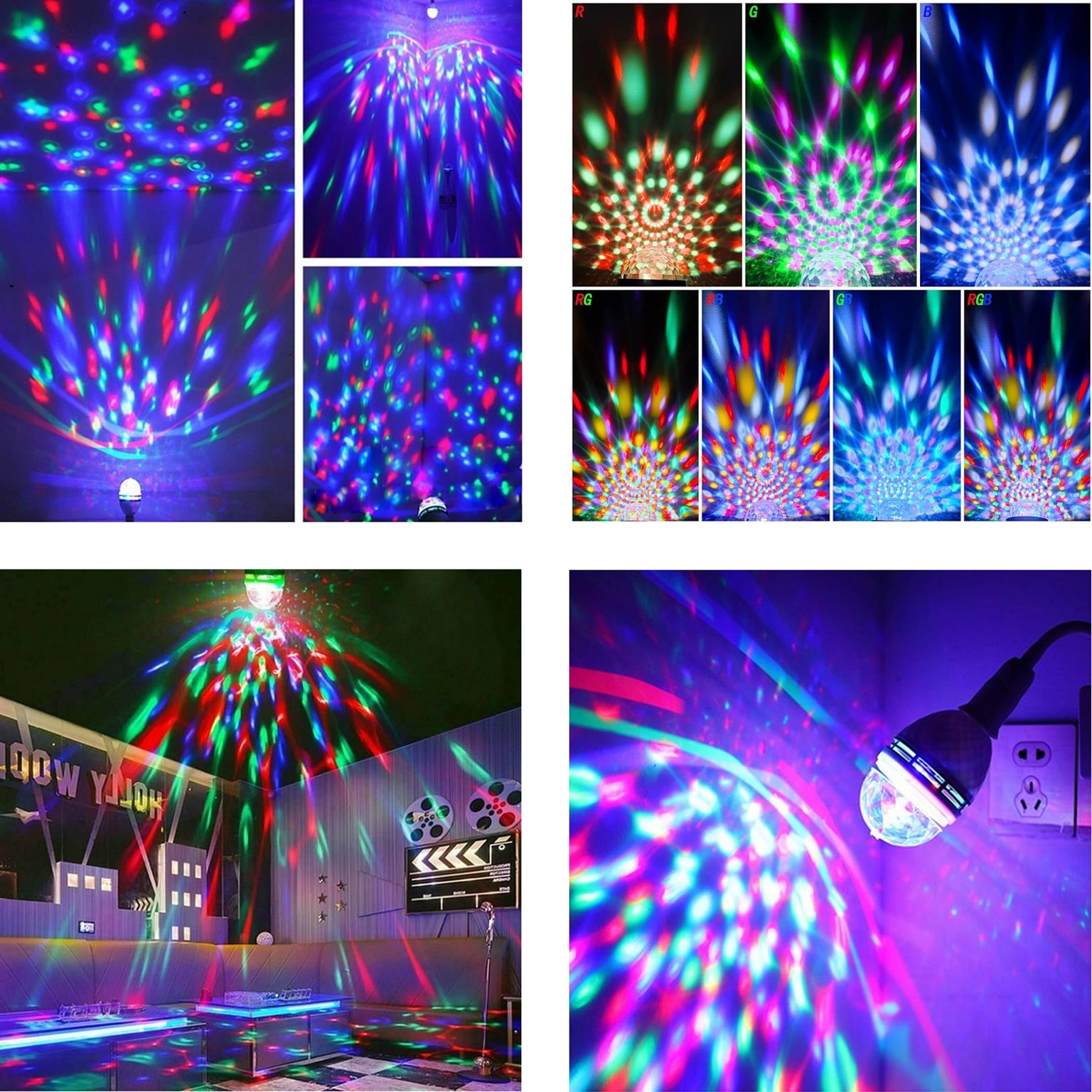 Auto Rotating DJ Party Disco Stage MultiColour RGB LED E27 Socket Crystal Lamp.