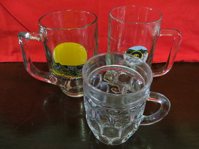 Beer mugs, Glasses and beer cans