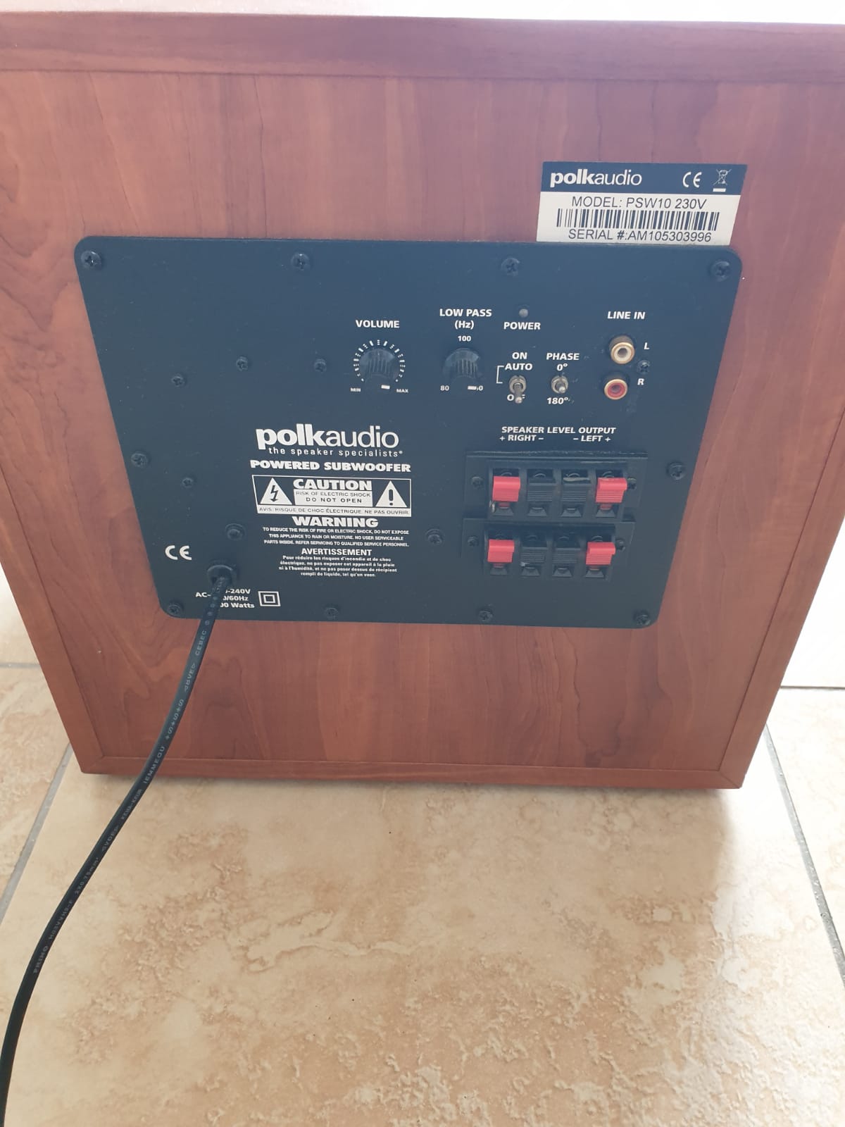 Polk Audio subwoofer psw10