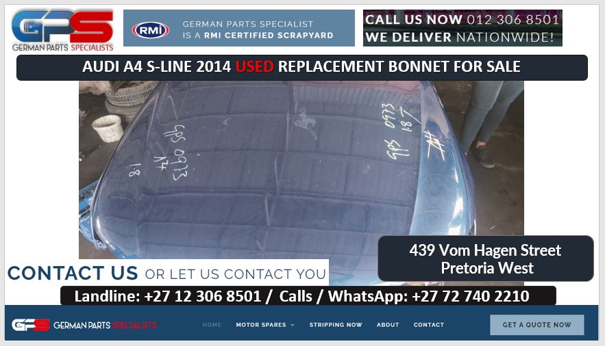Audi A4 S-line 2014 USED replacement bonnet for sale - Private Seller Audi A4 S-line 2014 USED replacement bonnet for sale - Private Seller