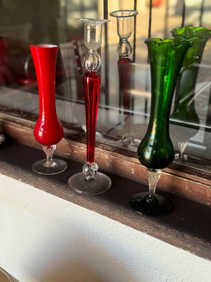 Vintage colour glass vases