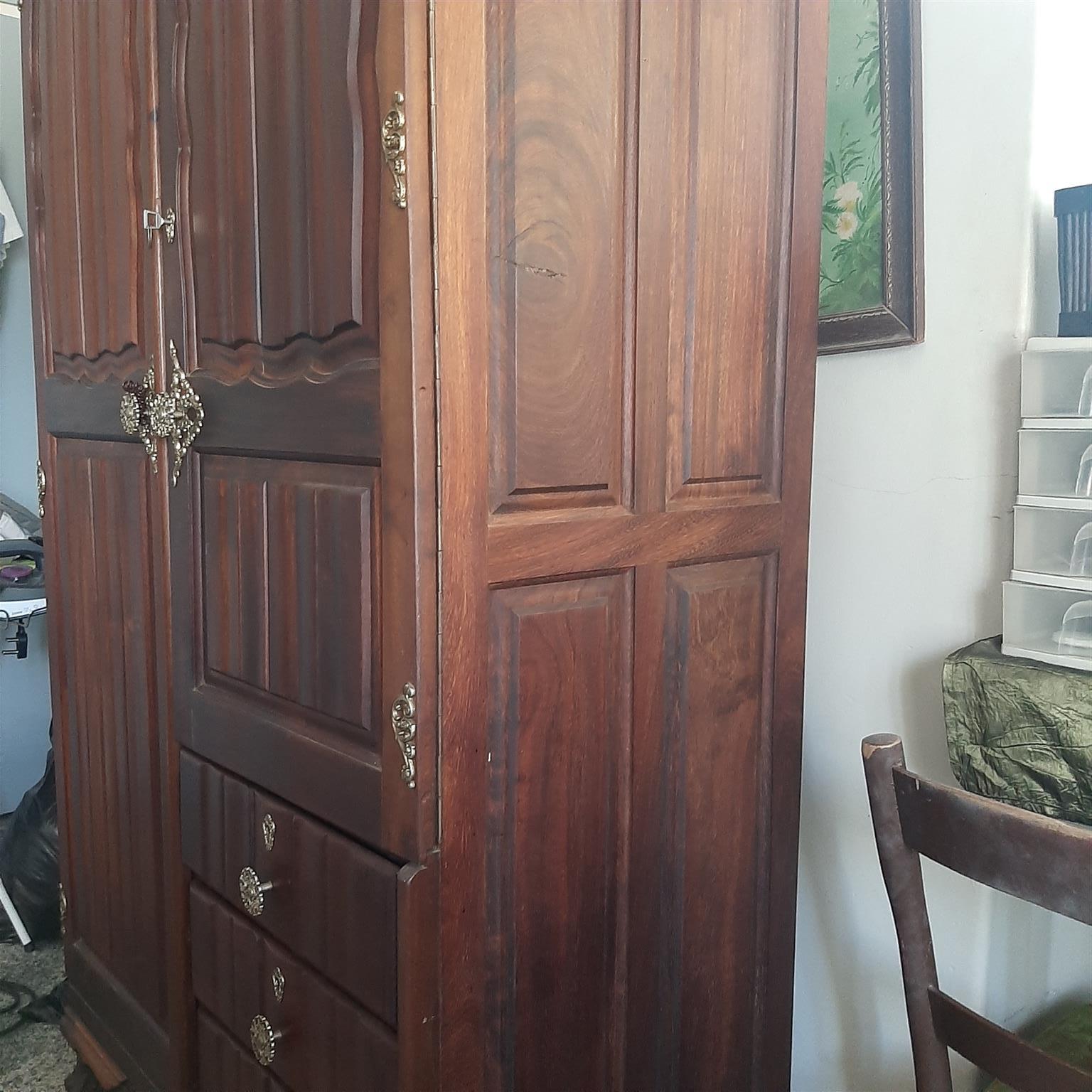 Strong beautiful Antique Real Imbuia Ball and Claw Wardrobe for Sale.
