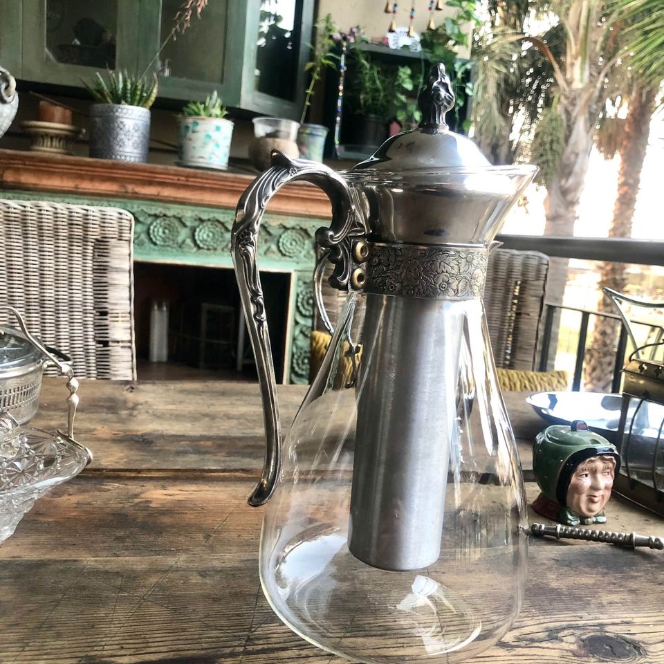 Vintage Silverplate Carafe Pitcher with Ice Insert
