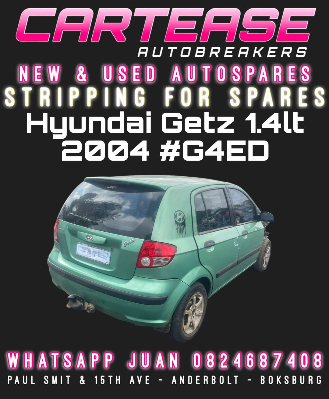 HYUNDAI GETZ 1.4LT 2004 #G4ED STRIPPING FOR SPARES - Private Seller HYUNDAI GETZ 1.4LT 2004 #G4ED STRIPPING FOR SPARES - Private Seller