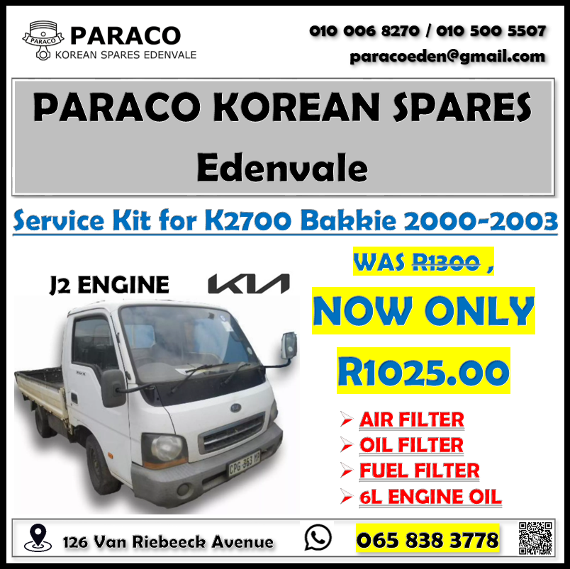 SERVICE KIT FOR K2700 BAKKIE 2000-2003 - Private Seller SERVICE KIT FOR K2700 BAKKIE 2000-2003 - Private Seller