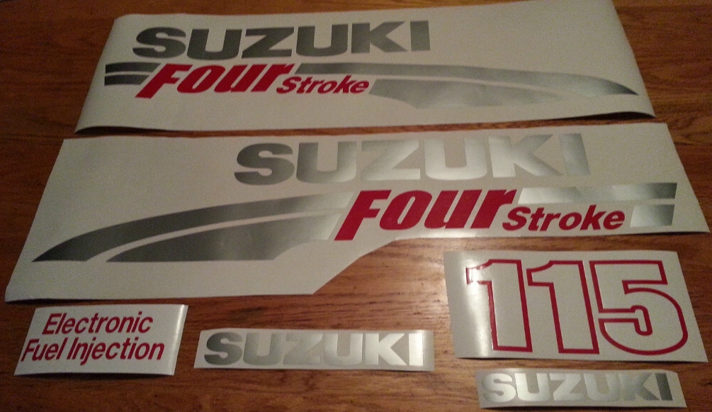 Suzuki 115 four stroke outboard motor cowl stickers decals vinyl graphics kits