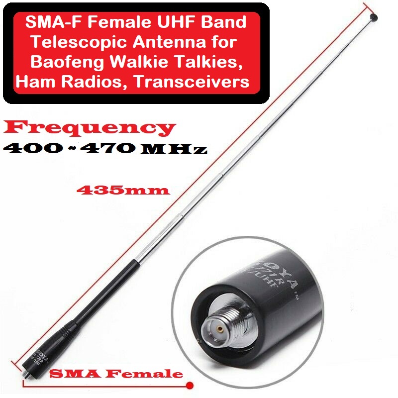 UHF Band Telescopic Antenna for Baofeng Walkie Talkies, Ham Radios, Transceivers