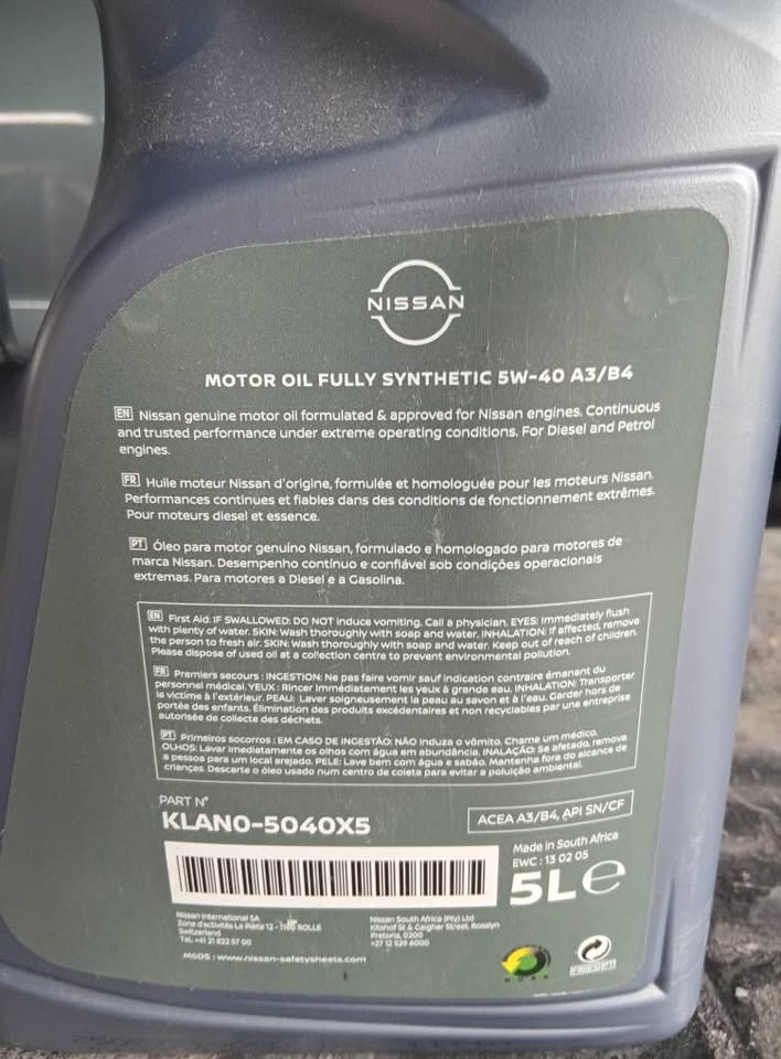 Nissan 5W-40 Synthetic Engine Oil For Sale - Private Seller Nissan 5W-40 Synthetic Engine Oil For Sale - Private Seller