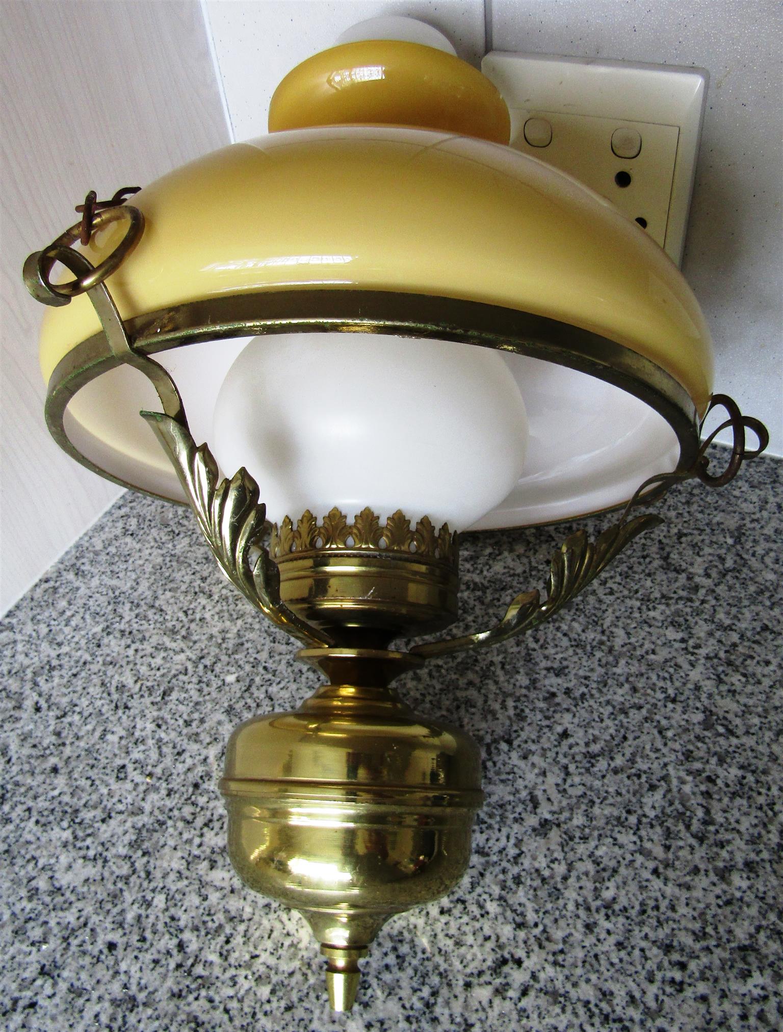 Brass & Translucent Glass Pendant Style Ceiling Lamp