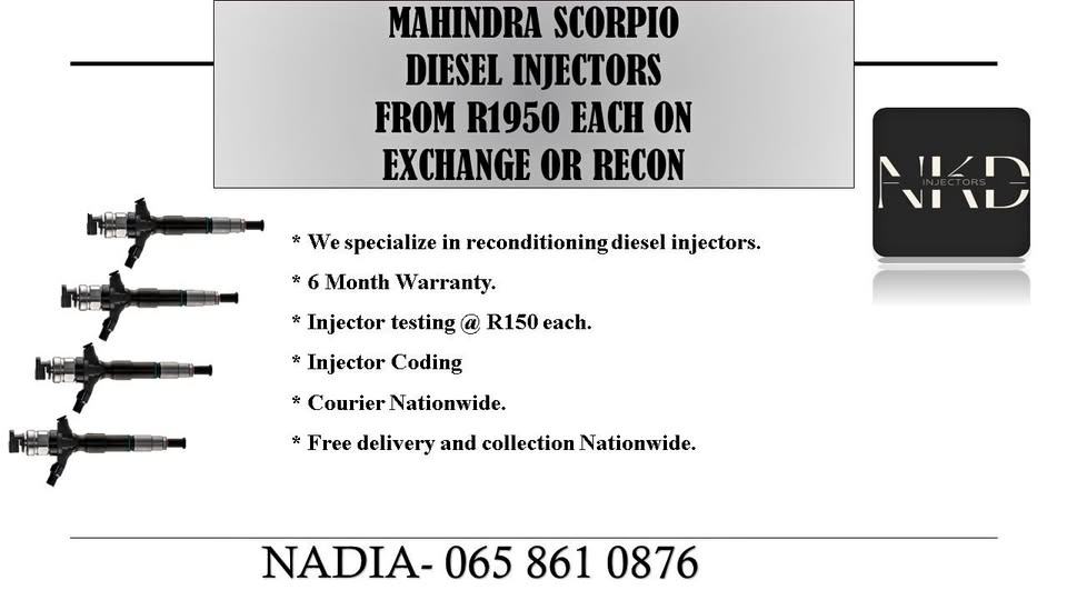 Mahindra Scorpio diesel injectors for sale or recon with a warranty