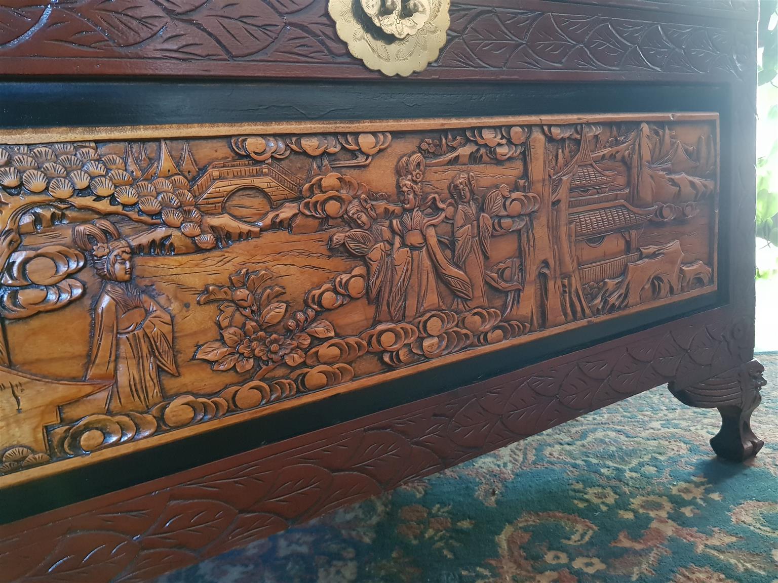 19th Century Carved Chinoiserie Camphor Chest