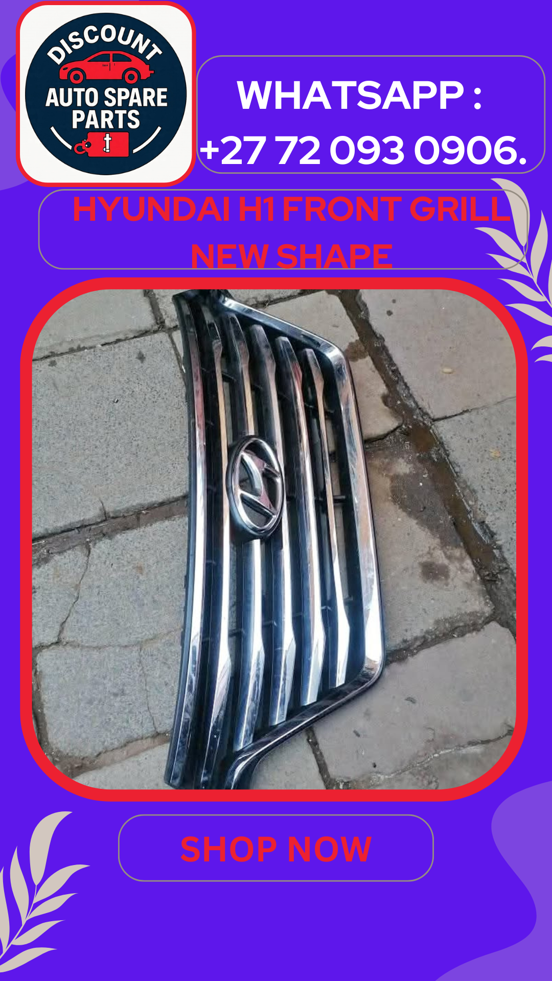 Hyundai H1 Front Grill New Shape Call 📞 +27 72 093 0906