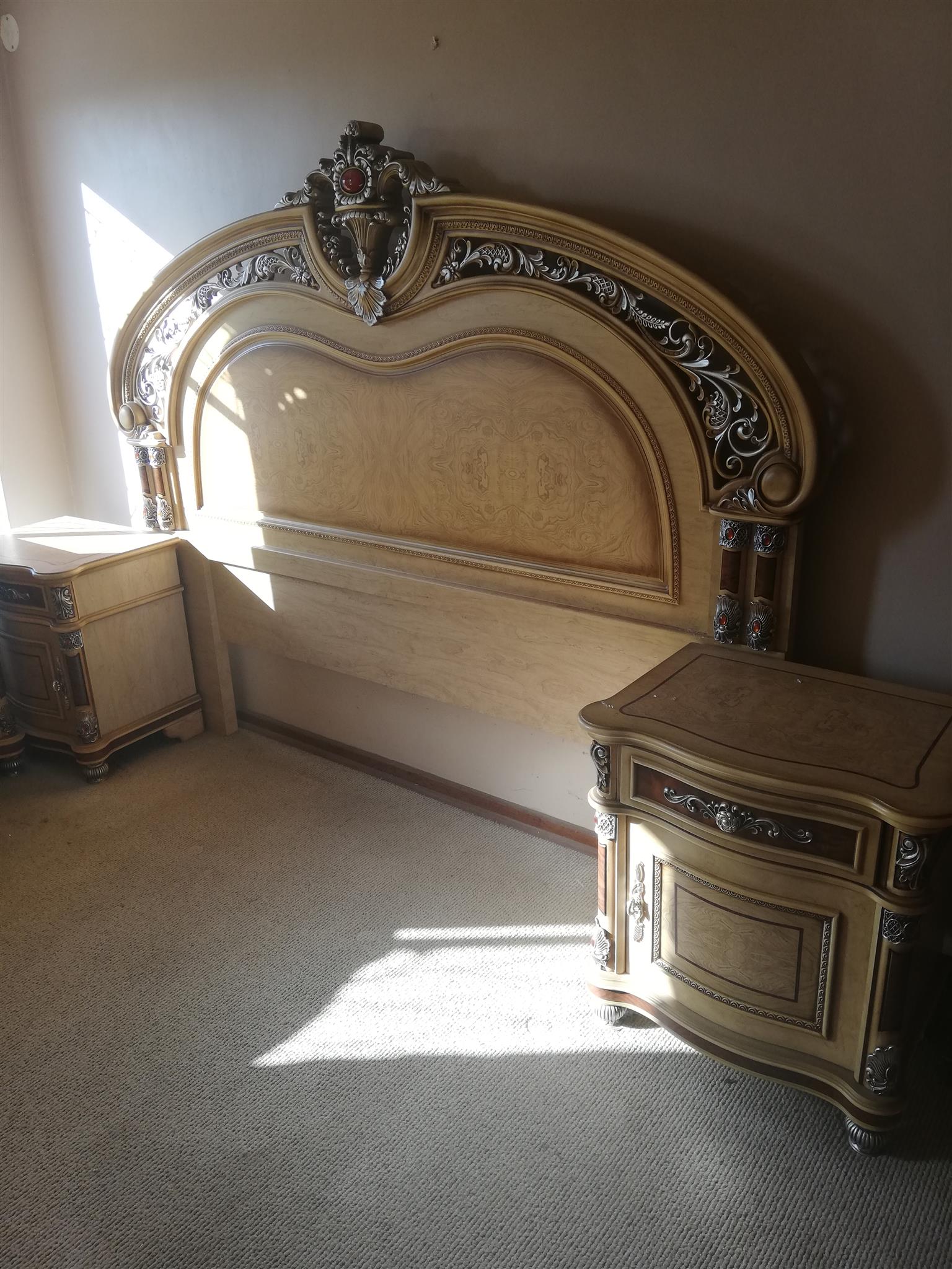 Victorian Headboard and dress table for sale