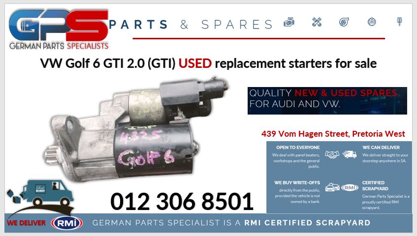 VW Golf 6 GTI 2.0 (CCZ) used replacement starters for sale - Private Seller VW Golf 6 GTI 2.0 (CCZ) used replacement starters for sale - Private Seller
