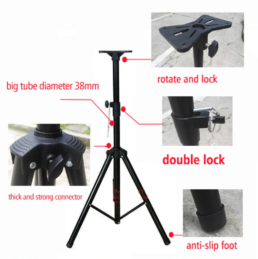 Heavy Duty TriPod Speaker Stand Telescopic Adjustable In Black Colour. Brand New