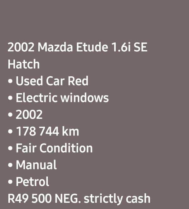 Mazda Etude 1.6 for sale