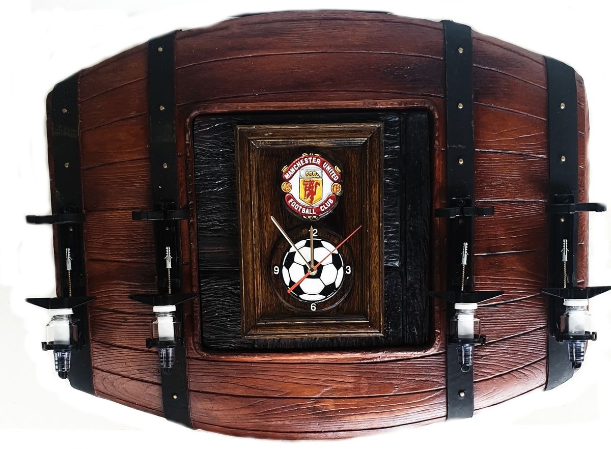 Manchester United FC Liquor Dispenser Flat Barrel with 4 Optics. Brand New Items