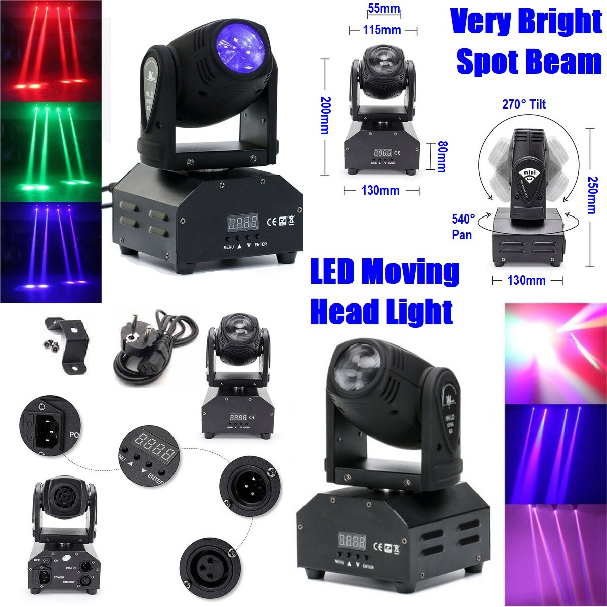 Professional Disco Moving Head Light DMX512 Stage, DJ Party, Night Club, Concert