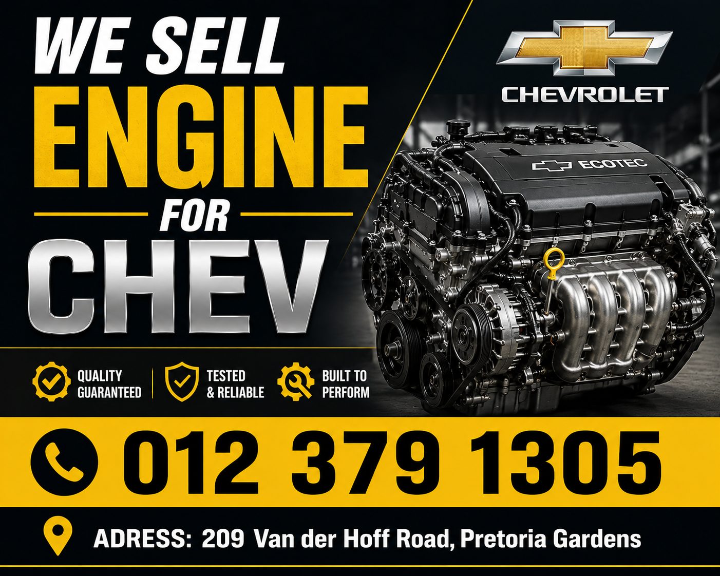 WE SELL CHEV USED ENGINE - Private Seller WE SELL CHEV USED ENGINE - Private Seller