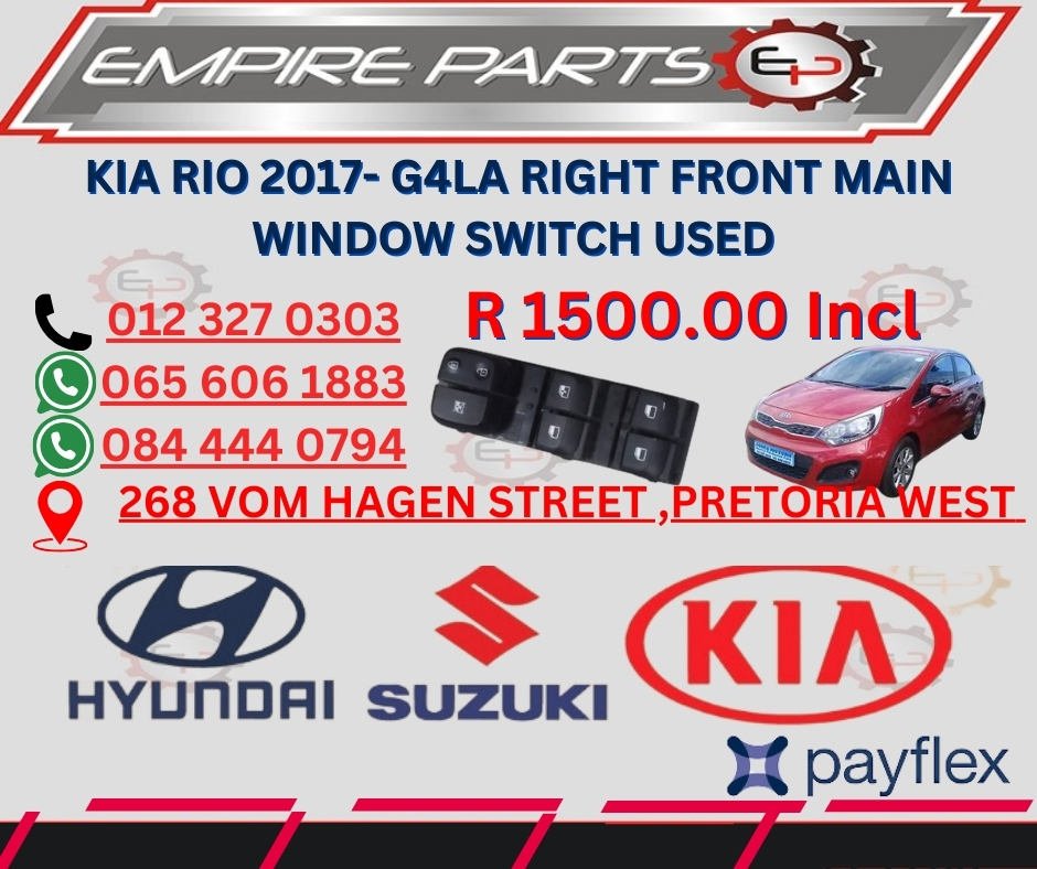 KIA RIO 2017- G4LA RIGHT FRONT MAIN WINDOW SWITCH USED - Private Seller KIA RIO 2017- G4LA RIGHT FRONT MAIN WINDOW SWITCH USED - Private Seller