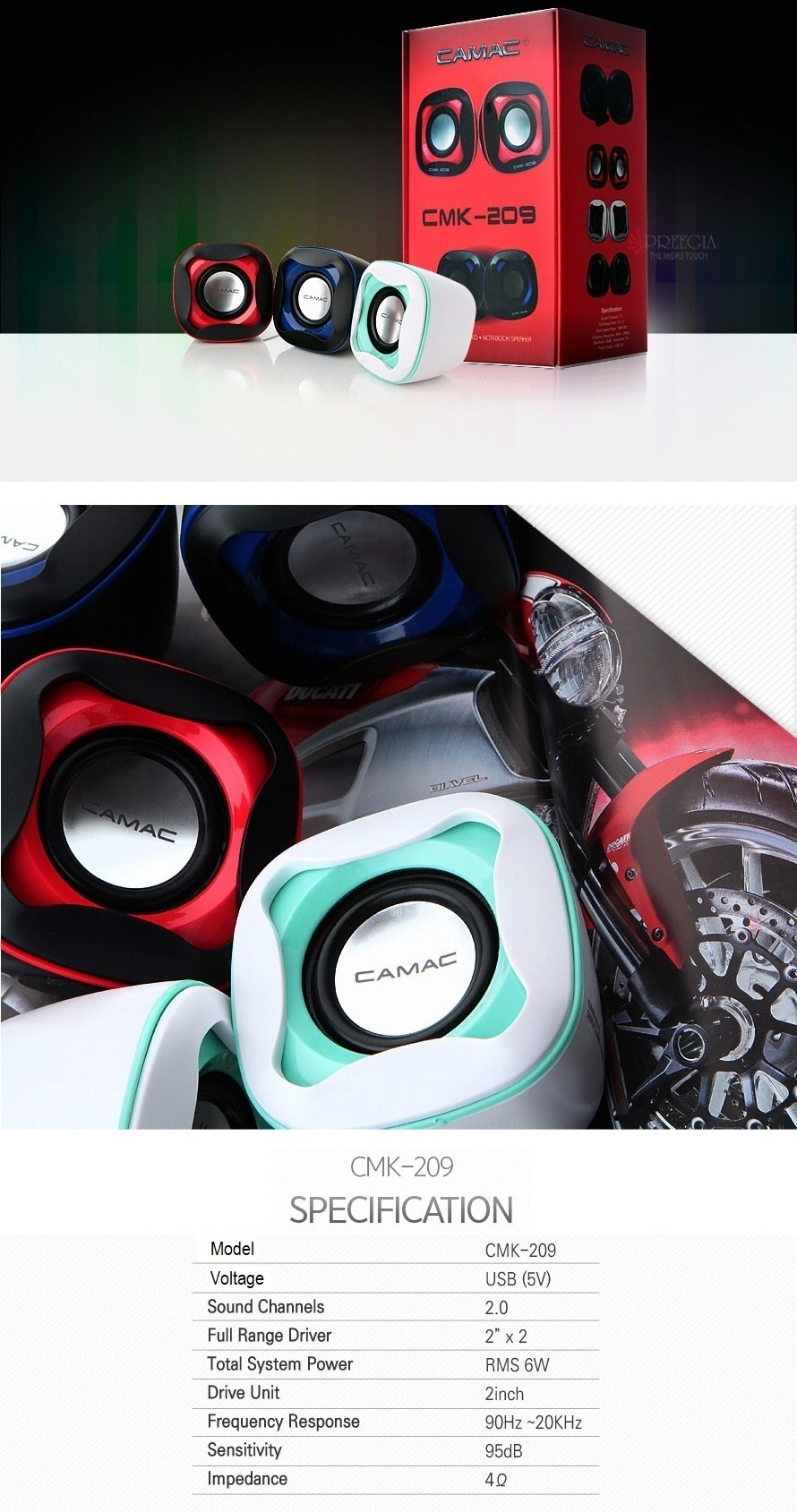 MultiMedia Smart Speakers Compact Portable Camac CMK-209. Brand New Products.