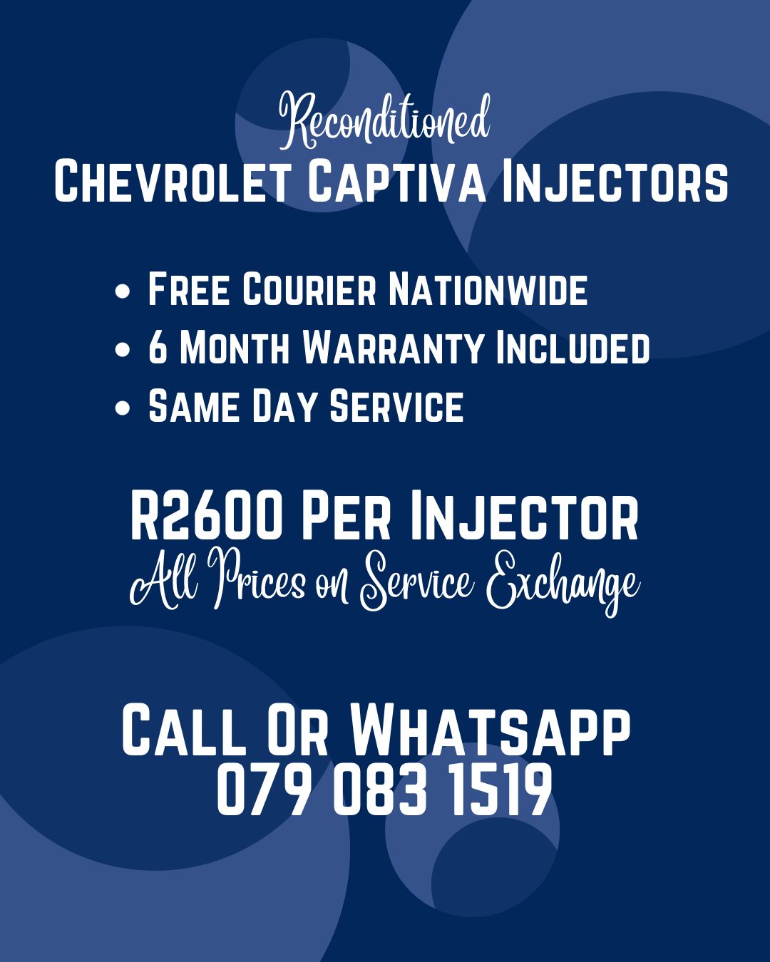 CHEVROLET CAPTIVA INJECTORS FOR SALE WITH WARRANTY INCLUDED - Private Seller CHEVROLET CAPTIVA INJECTORS FOR SALE WITH WARRANTY INCLUDED - Private Seller