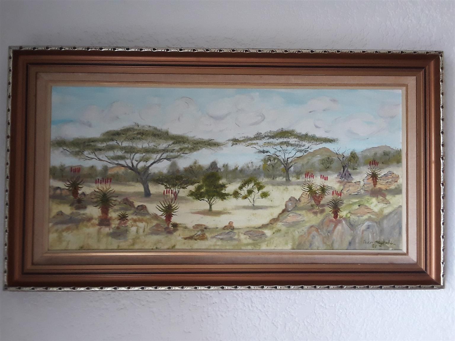 Oil Painting. Beautiful Landscape of South Africa. Framed. Oil Painting. Beautiful Landscape of South Africa. Framed.
