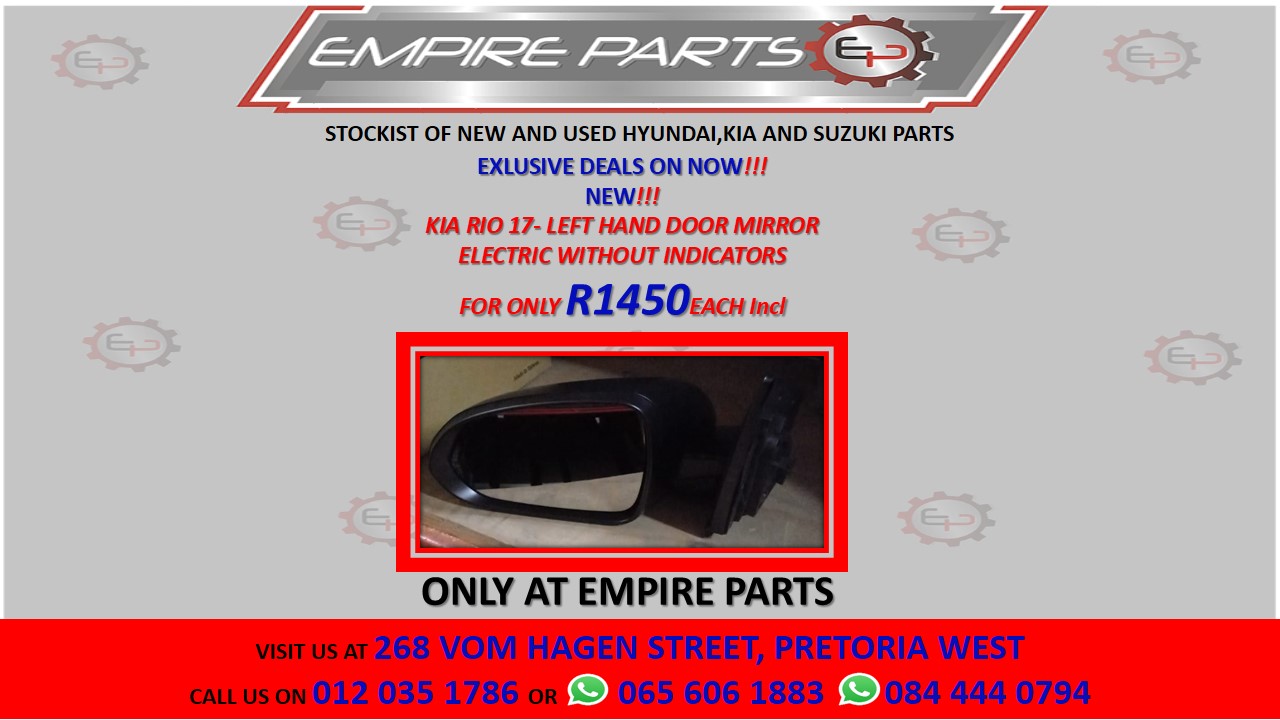 KIA RIO 17- LEFT HAND DOOR MIRROR ELECTRIC WITHOUT INDICATORS - Private Seller KIA RIO 17- LEFT HAND DOOR MIRROR ELECTRIC WITHOUT INDICATORS - Private Seller