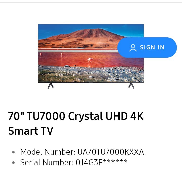 Samsung 70 inch crystal UHD 4k Smart TV