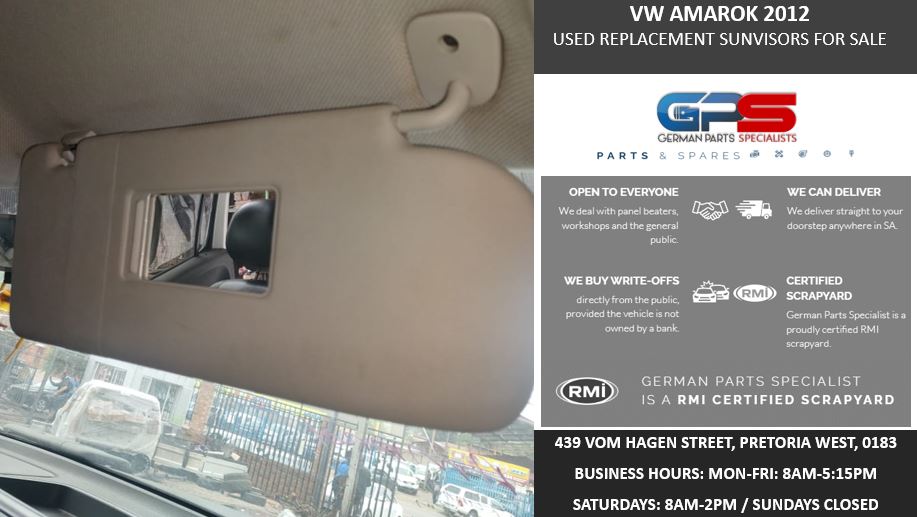 VW AMAROK 2012 USED REPLACEMENT SUNVISORS FOR SALE - Private Seller VW AMAROK 2012 USED REPLACEMENT SUNVISORS FOR SALE - Private Seller