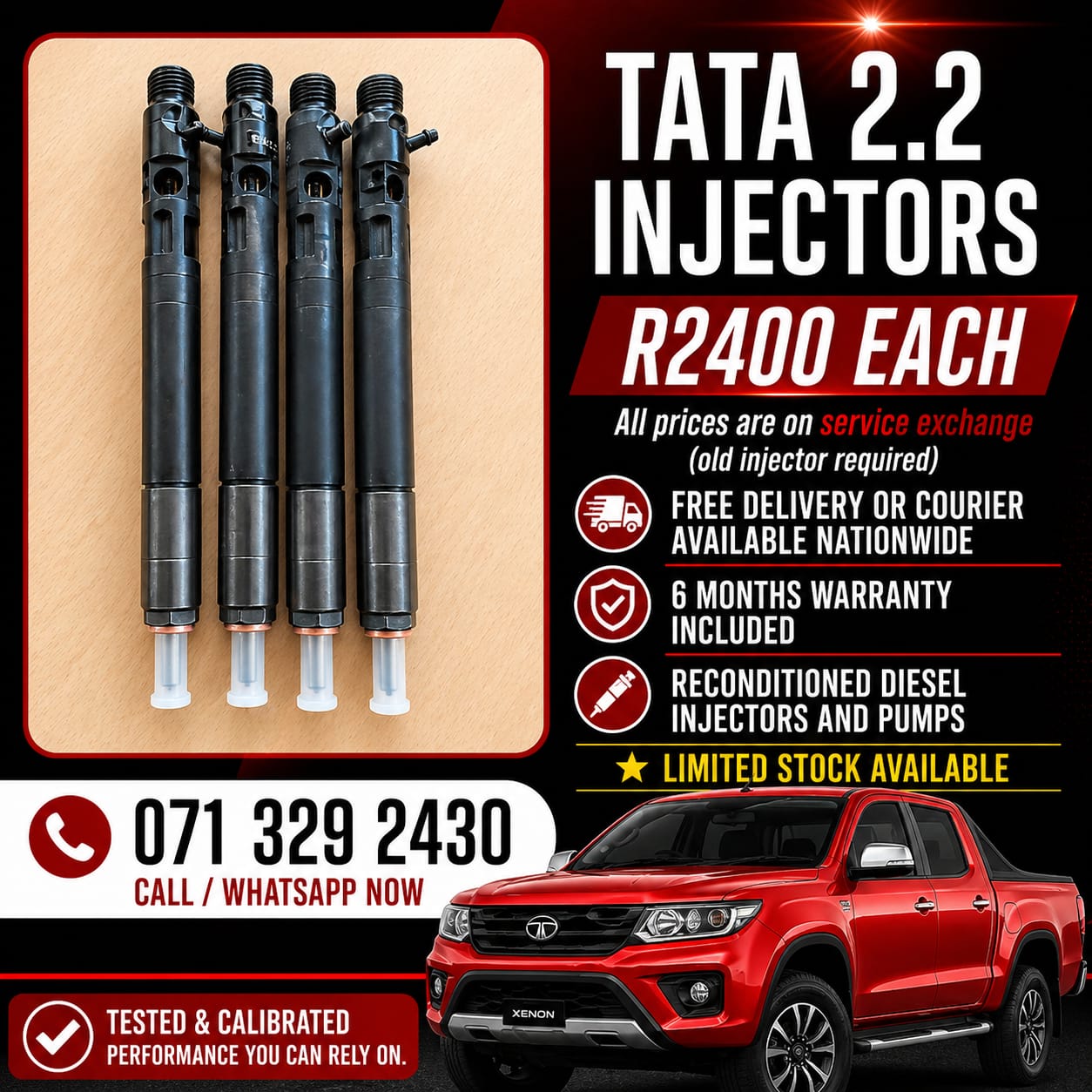 TATA 2.2 INJECTORS FOR SALE WITH WARRANTY INCLUDED - Private Seller TATA 2.2 INJECTORS FOR SALE WITH WARRANTY INCLUDED - Private Seller