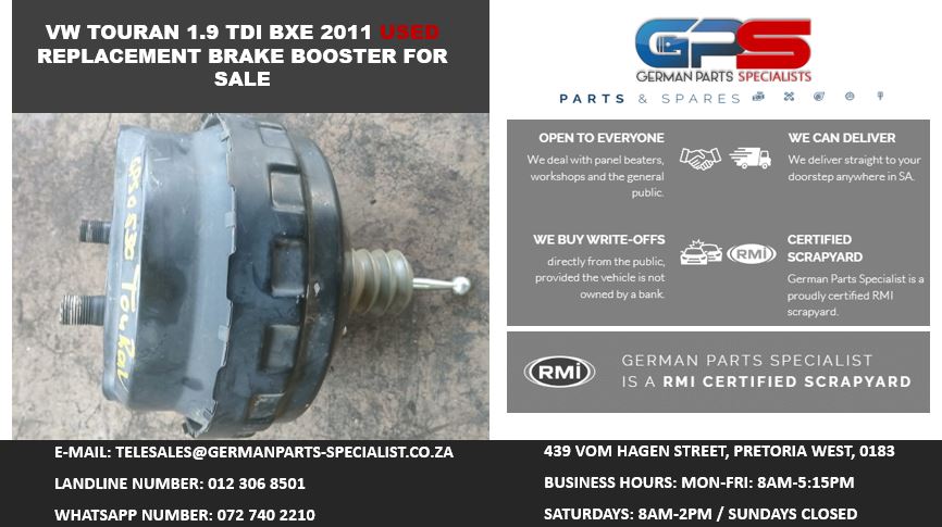 VW TOURAN 1.9 TDI BXE 2011 USED REPLACEMENT BRAKE BOOSTER FOR SALE - Private Seller VW TOURAN 1.9 TDI BXE 2011 USED REPLACEMENT BRAKE BOOSTER FOR SALE - Private Seller