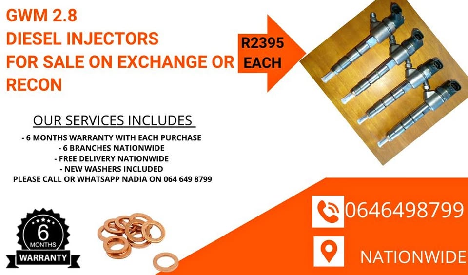 GWM 2.8 STEED DIESEL INJECTORS FOR SALE ON EXCHANGE OR WE RECON. - Private Seller GWM 2.8 STEED DIESEL INJECTORS FOR SALE ON EXCHANGE OR WE RECON. - Private Seller