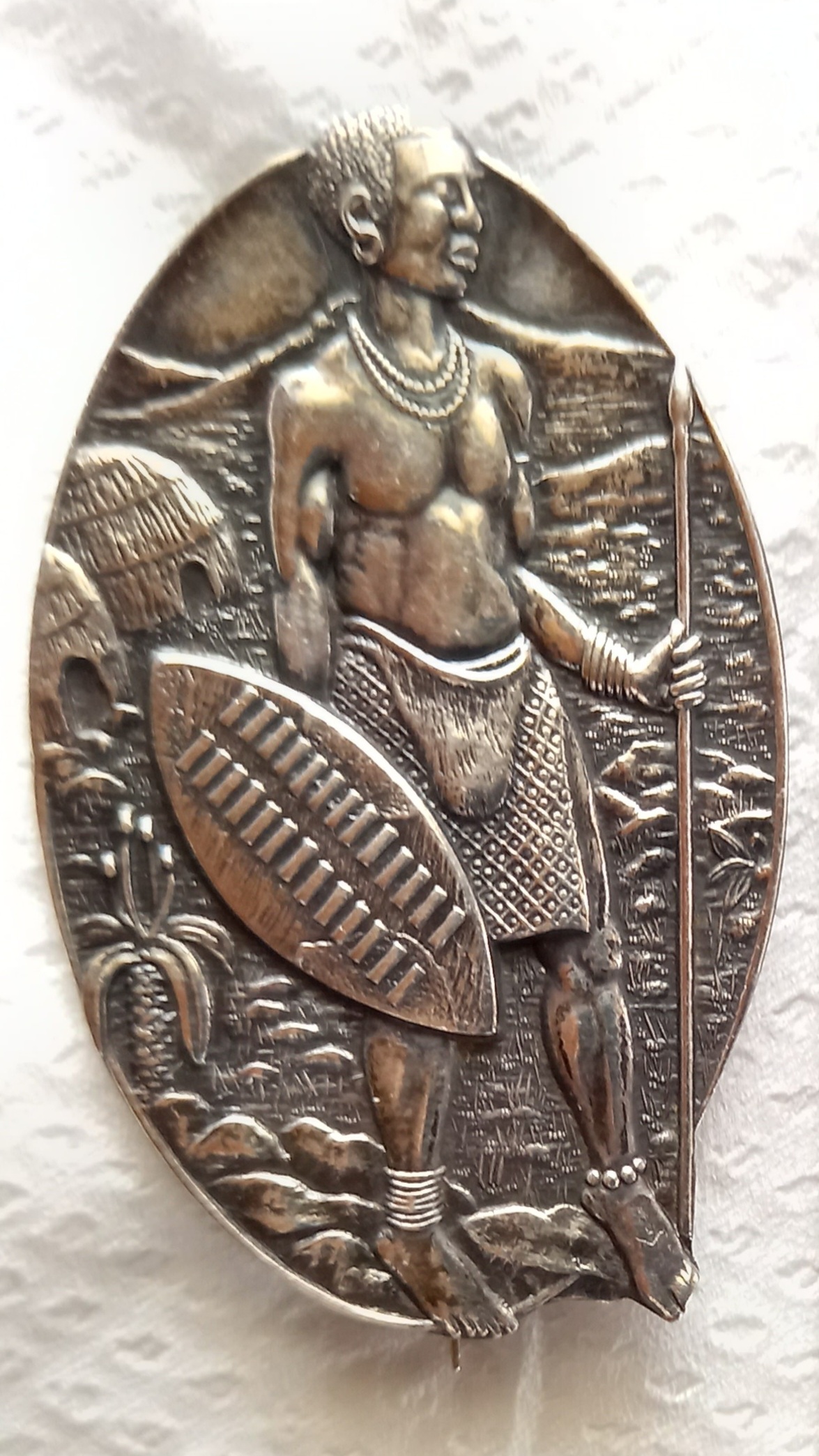 Zulu Warrior Sterling Silver Brooch by Joe Calafato