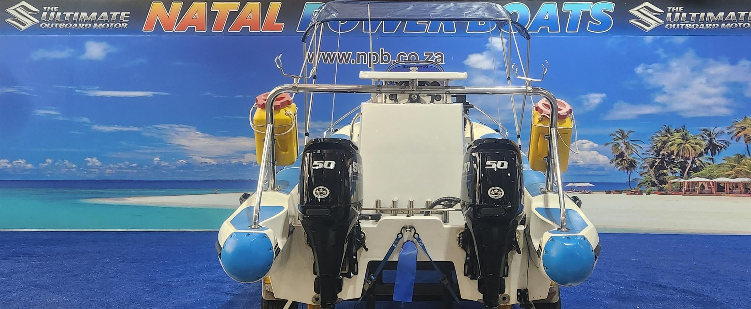 UNIQUE 575 RTB ON TRAILER 2 X 50 HP SUZUKI 4 STROKES