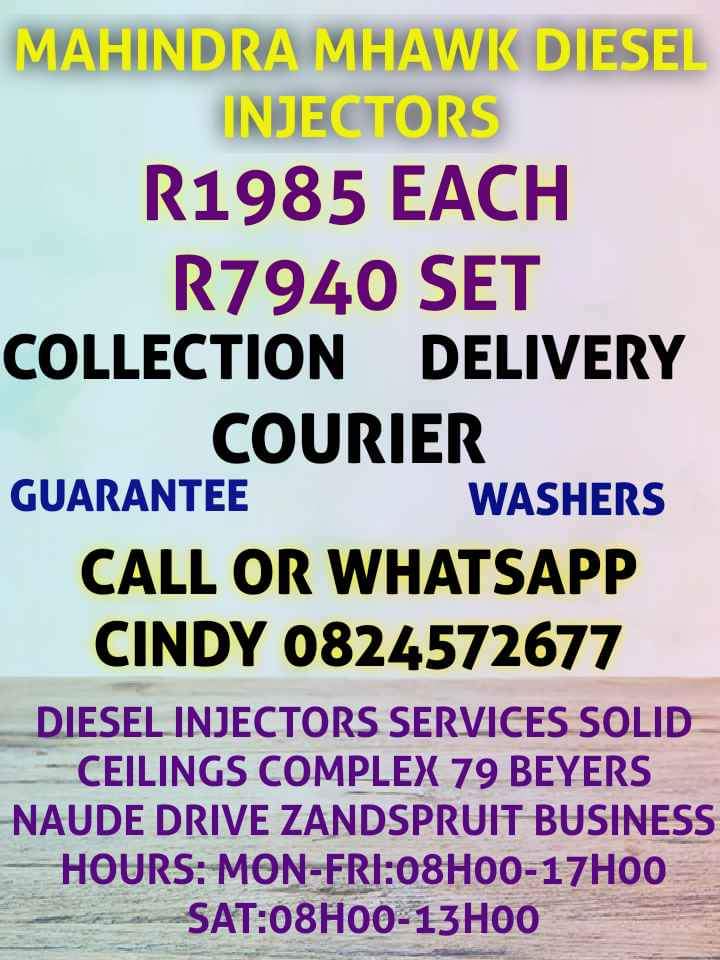 MAHINDRA MHAWK DIESEL INJECTORS FOR SALE - Private Seller MAHINDRA MHAWK DIESEL INJECTORS FOR SALE - Private Seller