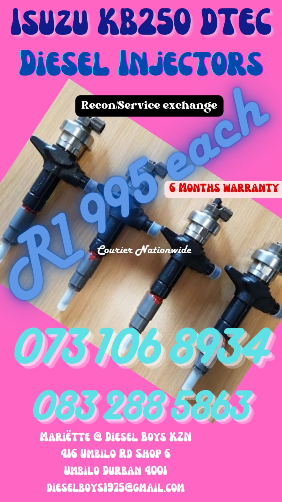 Isuzu KB250 DTEQ Diesel Injectors - Private Seller Isuzu KB250 DTEQ Diesel Injectors - Private Seller