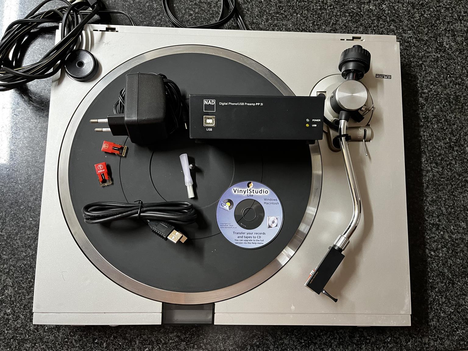 Sansui Record Players Two Units with NAD Pre amp LP to CD Converter.