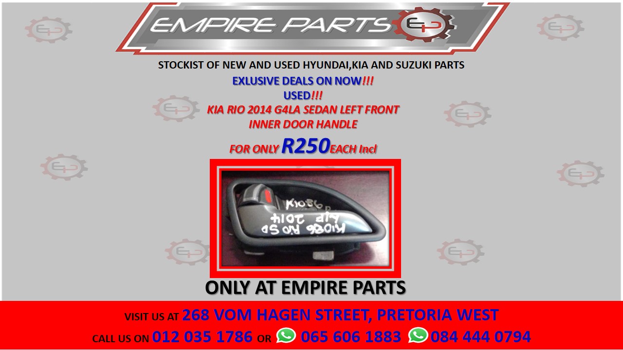 KIA RIO 2014 G4LA SEDAN LEFT FRONT INNER DOOR HANDLE - Private Seller